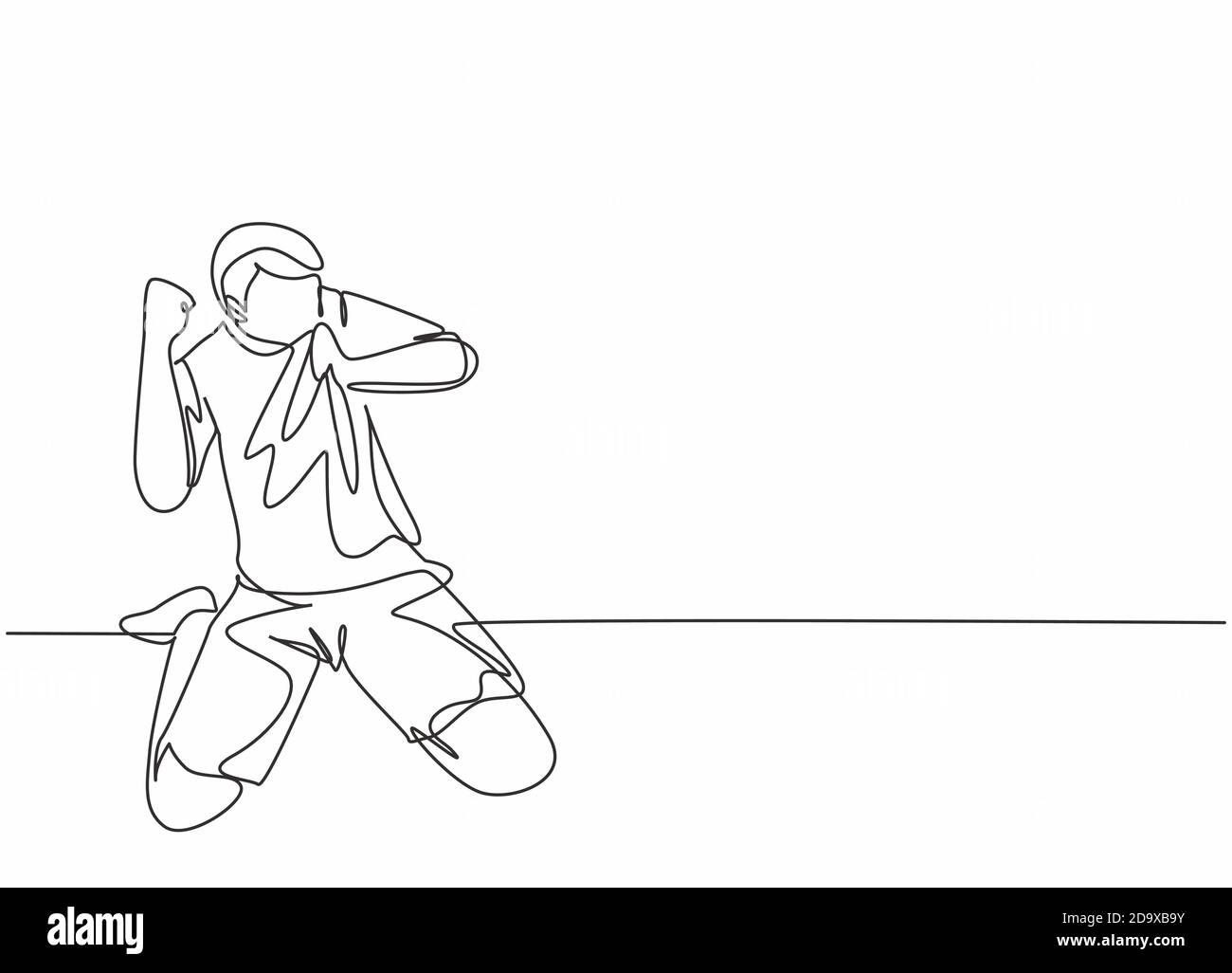 One continuous line drawing of young soccer player kissing the badge on his jersey and raises fist hand to the sky. Match goal scoring celebration Stock Vector Image & Art - Alamy One continuous line drawing of young soccer player kissing the badge on his jersey and raises fist hand to the sky. Match goal scoring celebration Stock Vector Image & Art - Alamy