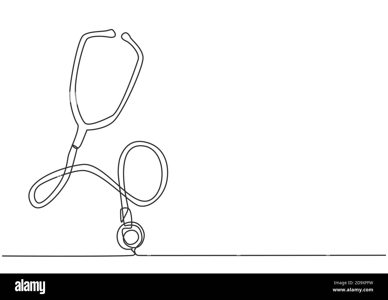 One single line drawing of stethoscope, equipment for doctor examining