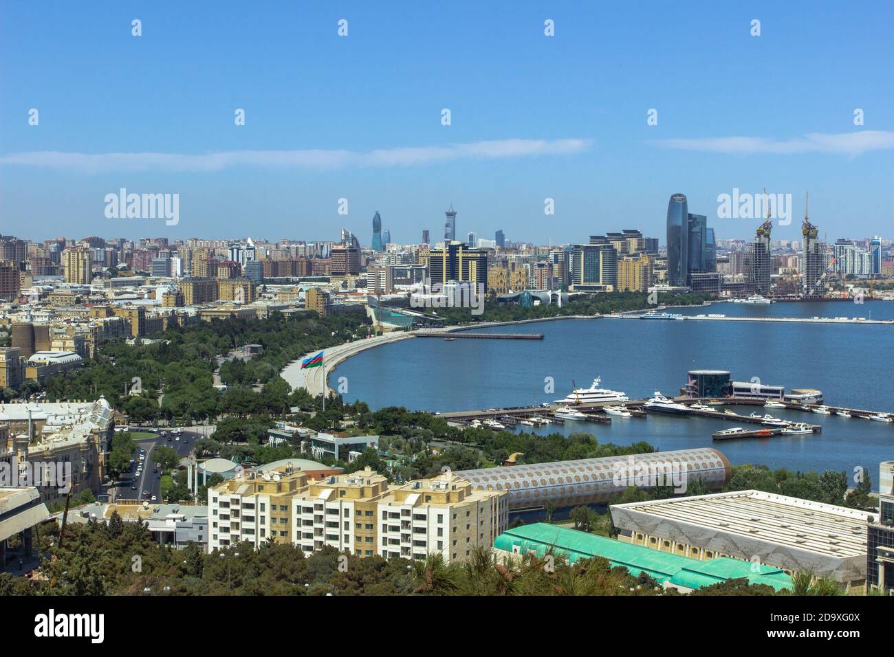 Panoramic view of Baku, the capital and largest city of Azerbaijan situated on the Caspian Sea and in the Caucasus region. Bay of Baku. Urban city Stock Photo