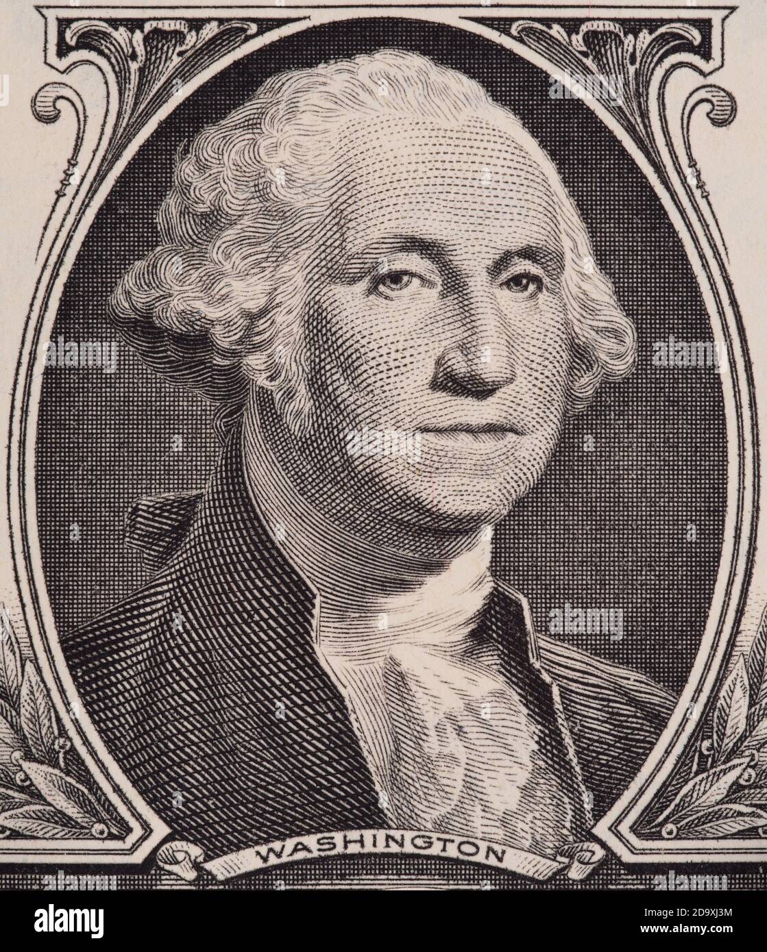 George Washington portrait on the us one dollar bill macro, united ...