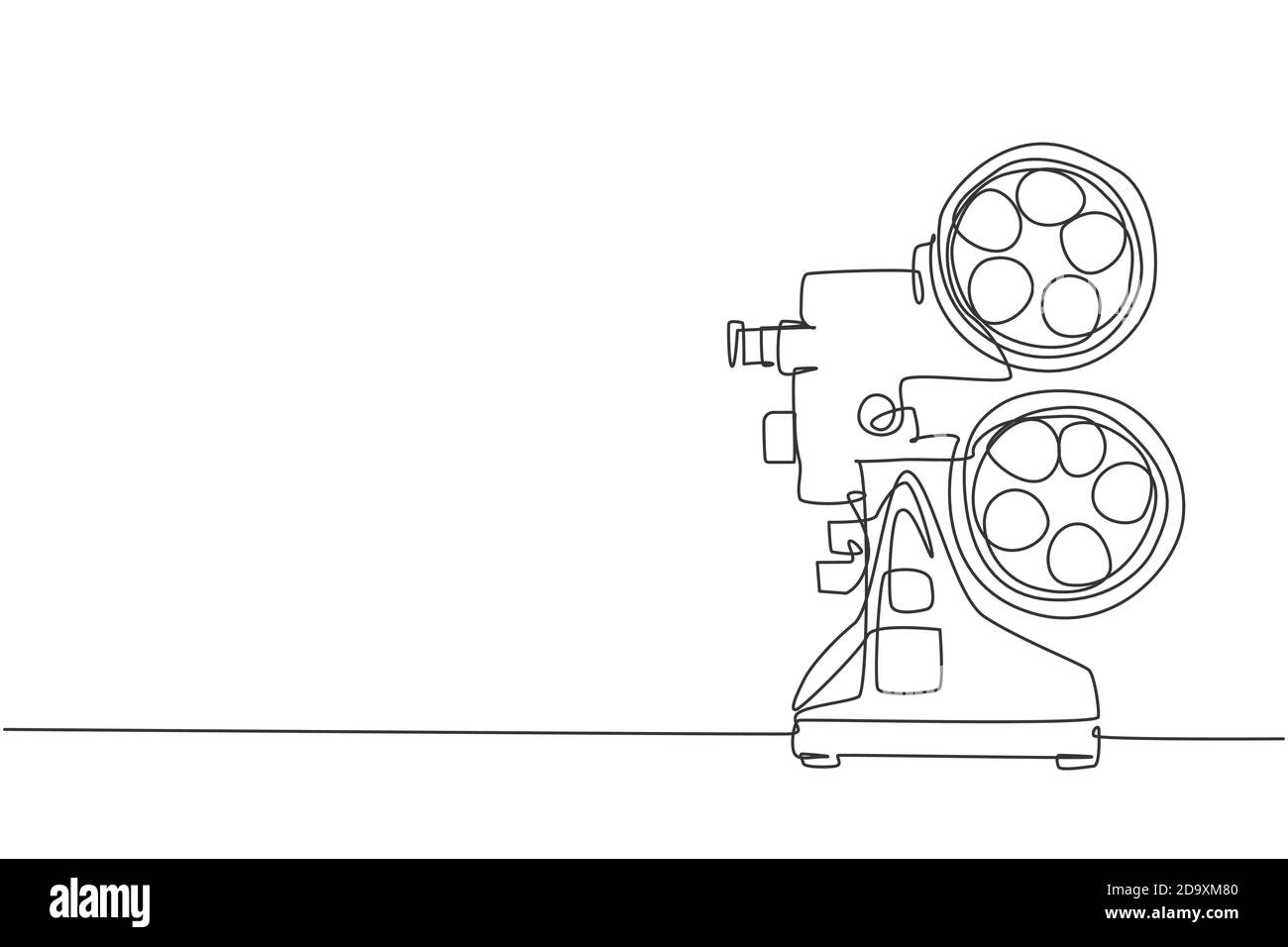 Single continuous line drawing of retro old classic video player. Vintage analog movie projector item concept one line draw design vector graphic Stock Vector
