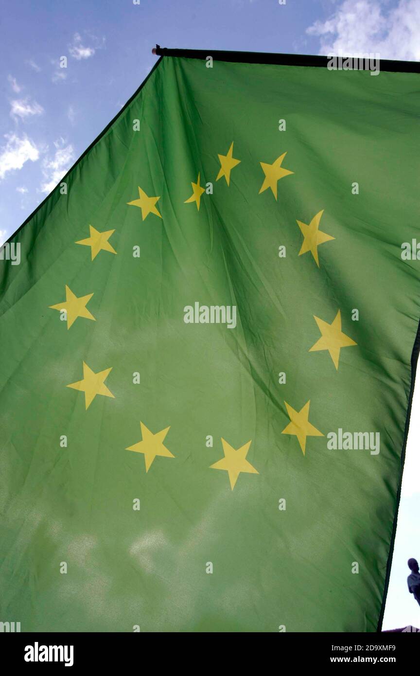 green parliamentary group in the council of europe, green europe flag with stars Stock Photo Alamy