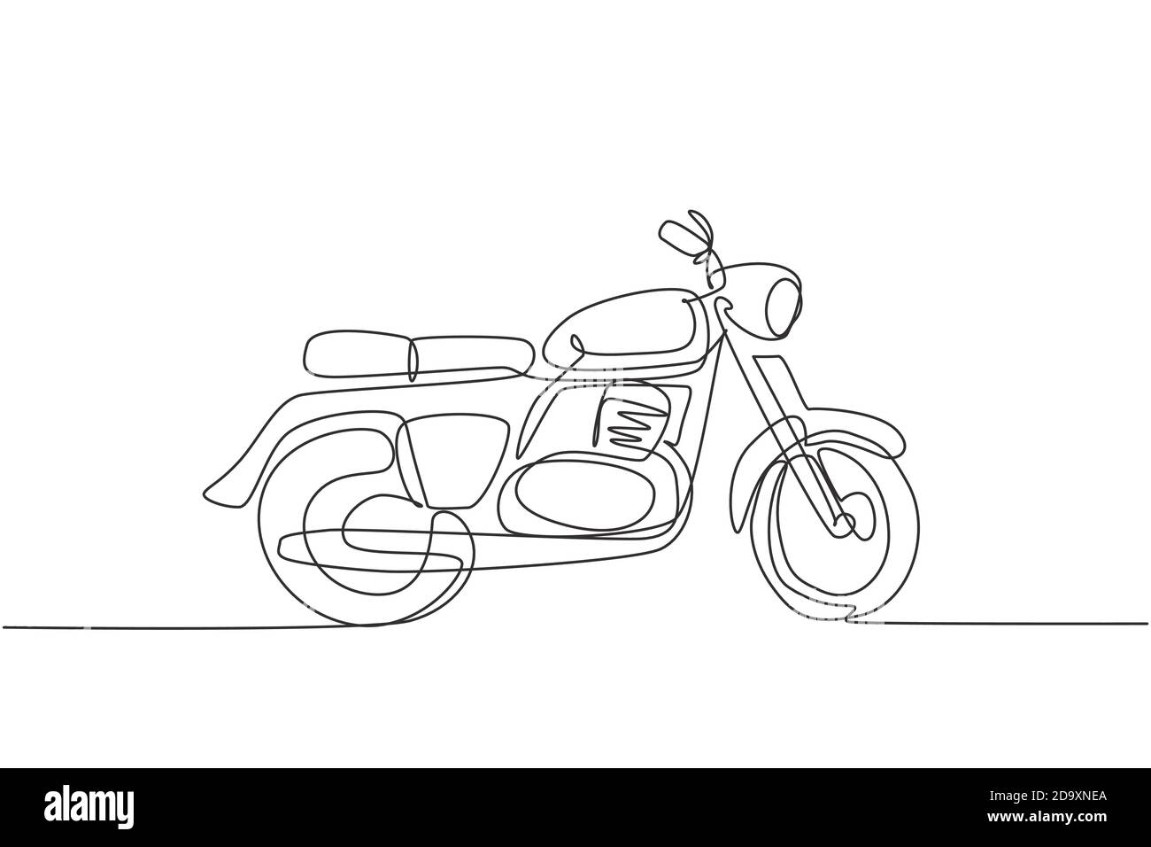 Single continuous line drawing of old classic vintage motorcycle symbol. Retro  motorbike transportation concept one line draw design vector graphic Stock  Vector Image & Art - Alamy