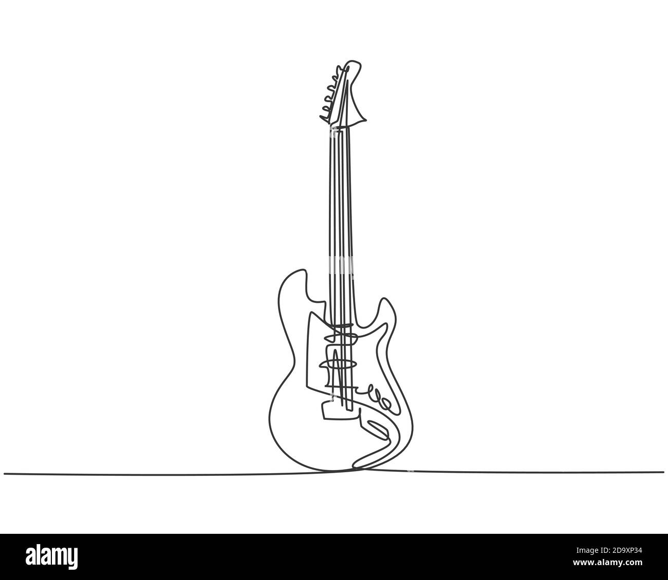 Single continuous line drawing of electric guitar. Stringed music  instruments concept. Trendy one line graphic draw design vector  illustration Stock Vector Image & Art - Alamy
