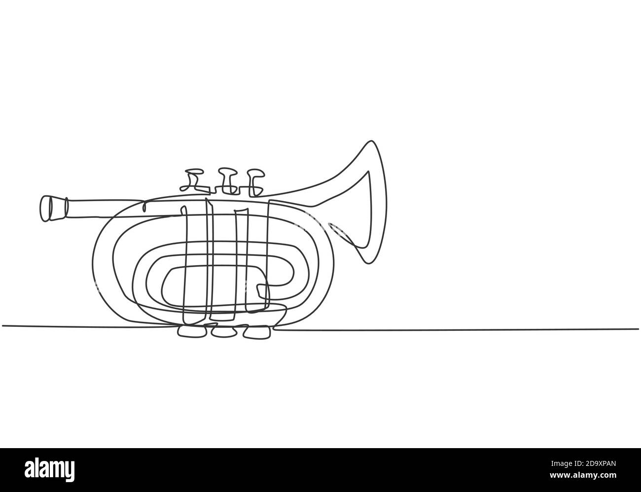 Single continuous line drawing of pocket trumpet. Wind music instruments. Modern concept one