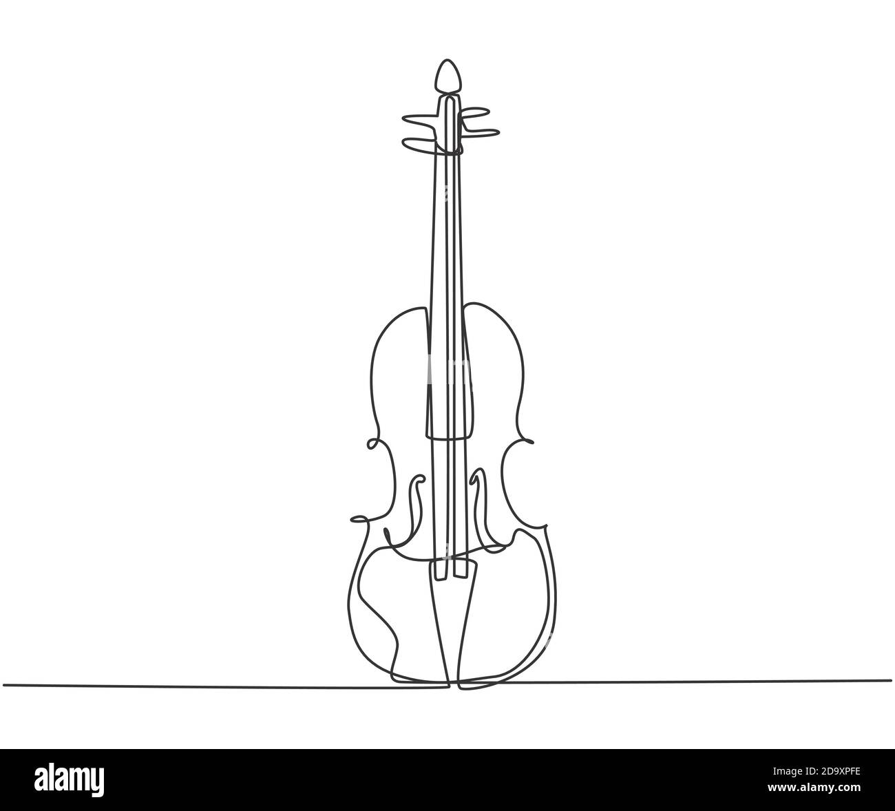 Vector Line Drawing of a Violin and Bow Stock Vector - Illustration of  emblem, antique: 77910356