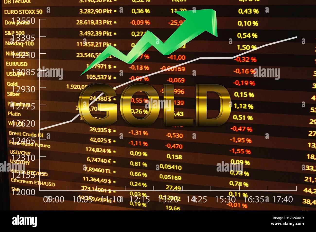 Gold Stock Exchange bull market chart Stock Photo Alamy