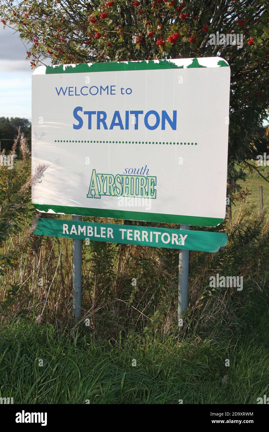 Scotland Ayrshire Straiton Road sign Stock Photo Alamy