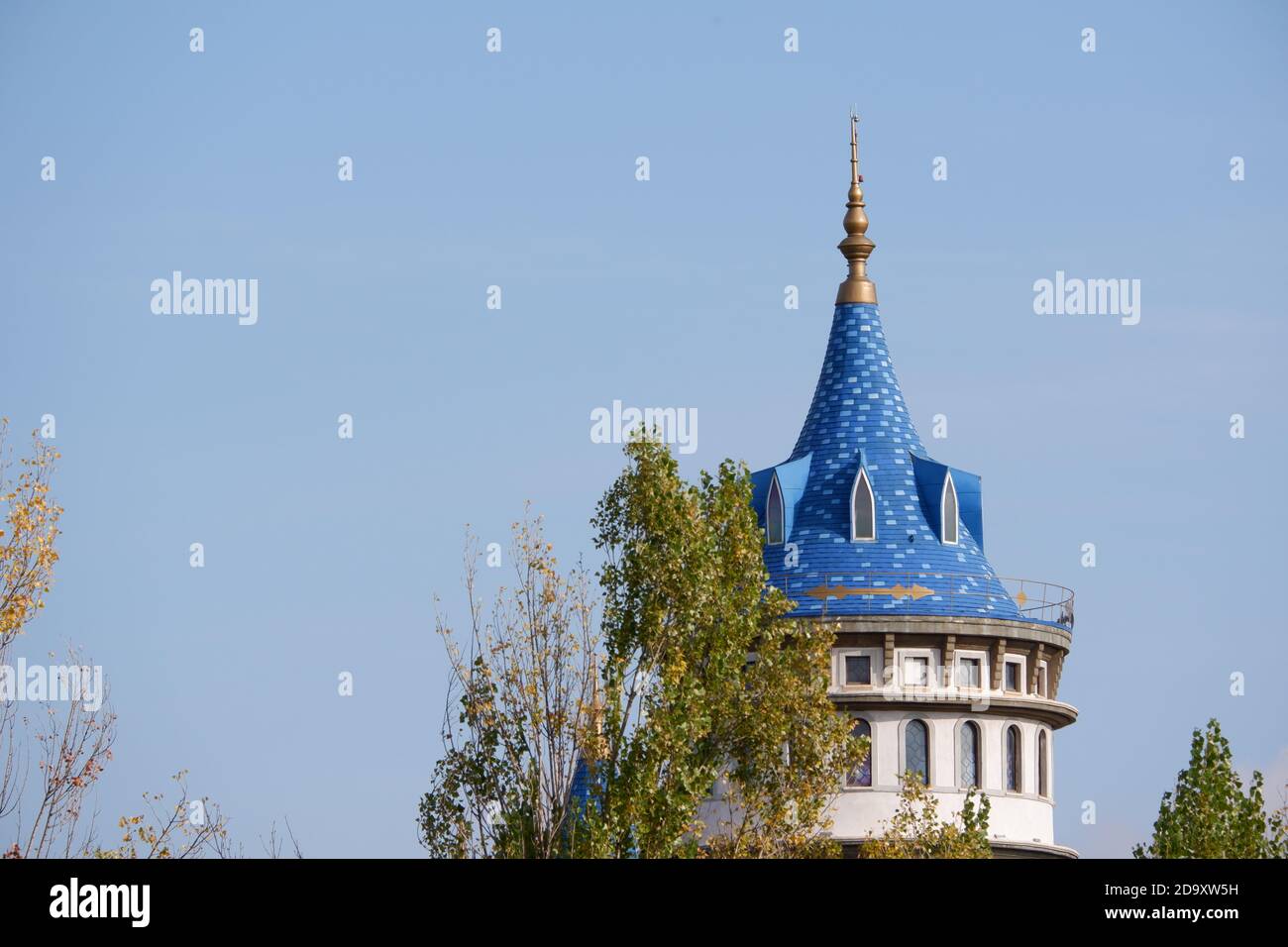 Fairytale Castle zoomed from distance Stock Photo