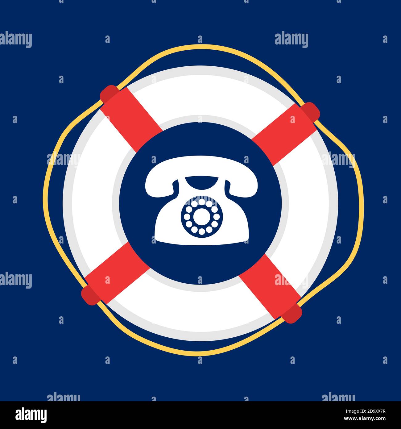 Emergency call and hotline for help and aid telephone and lifebuoy