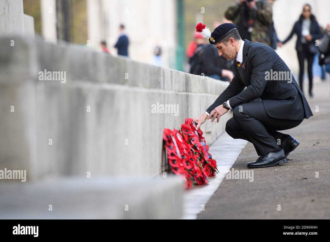 Veterans lay wreaths at the Royal Artillery Regiment war memorial at ...
