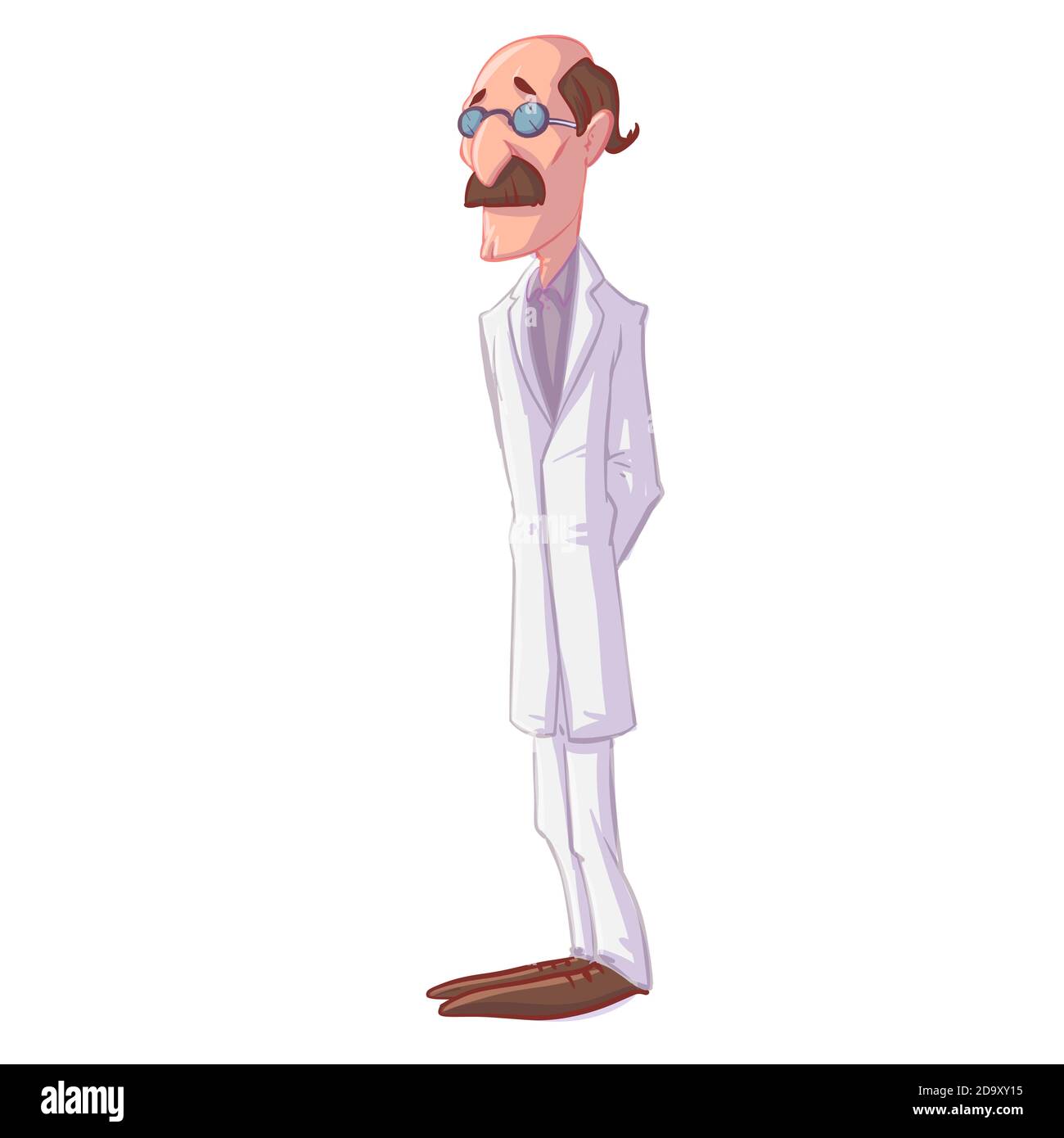 Colorful vector illustration of a cartoon doctor with mustache Stock Vector