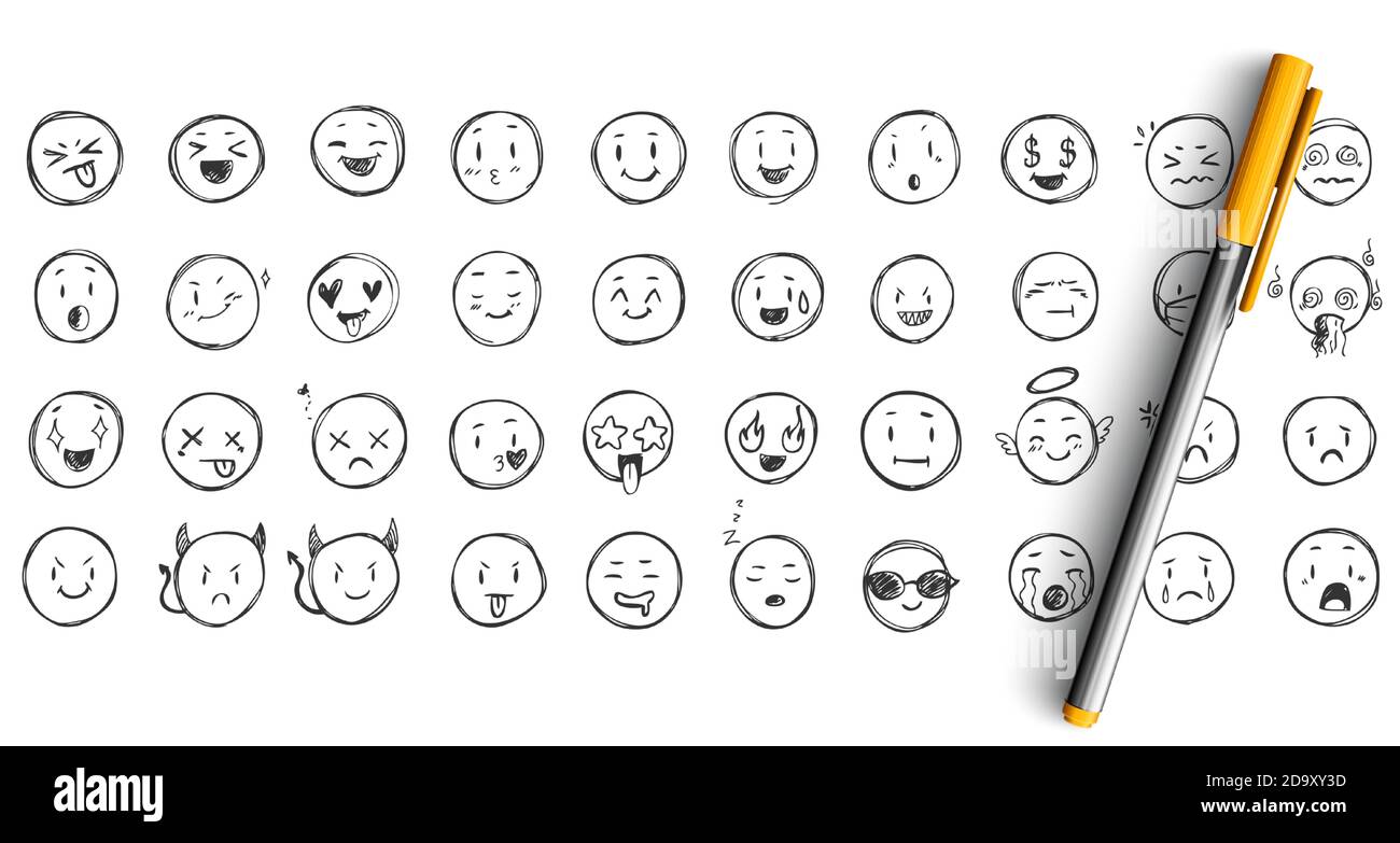 Face expressions doodle set Stock Vector Image & Art - Alamy