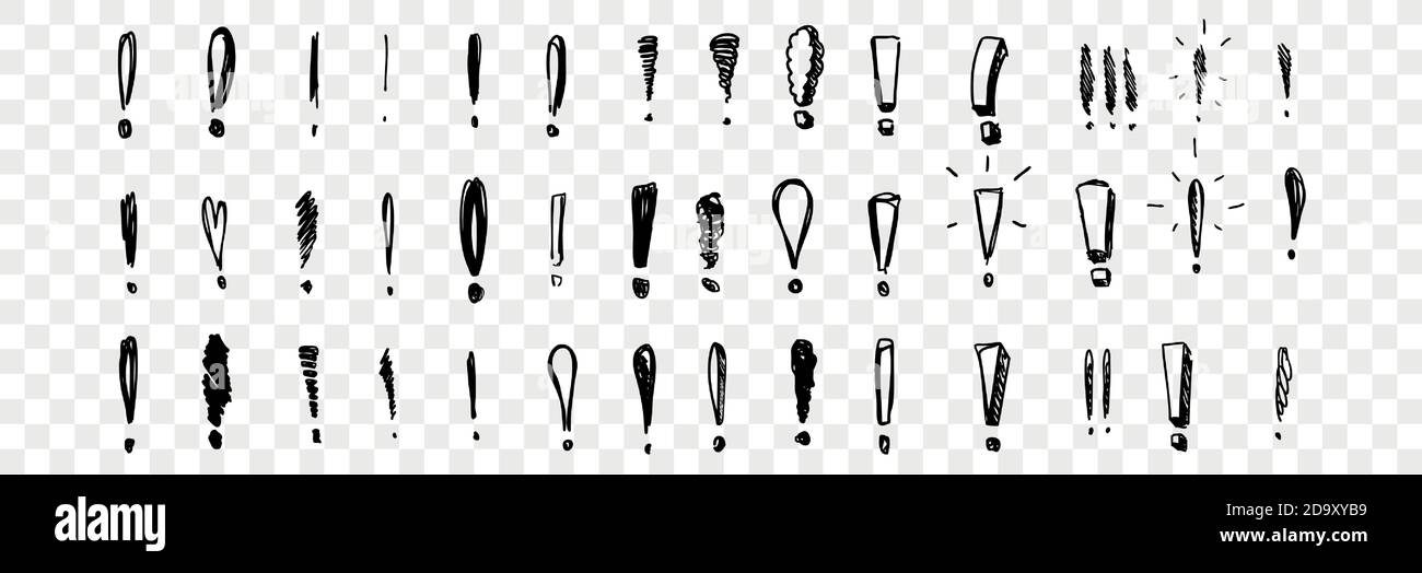 Hand drawn exclamation marks set collection Stock Vector Image & Art ...