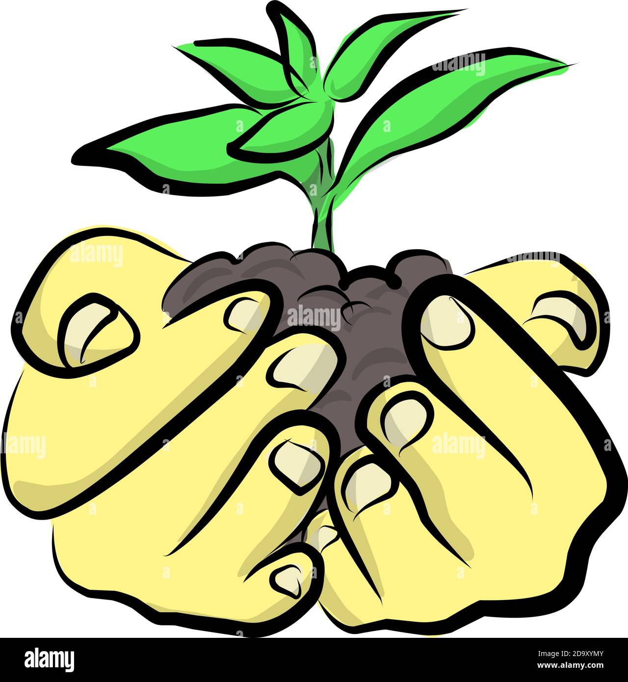 hand holding green plant vector illustration sketch doodle hand drawn ...