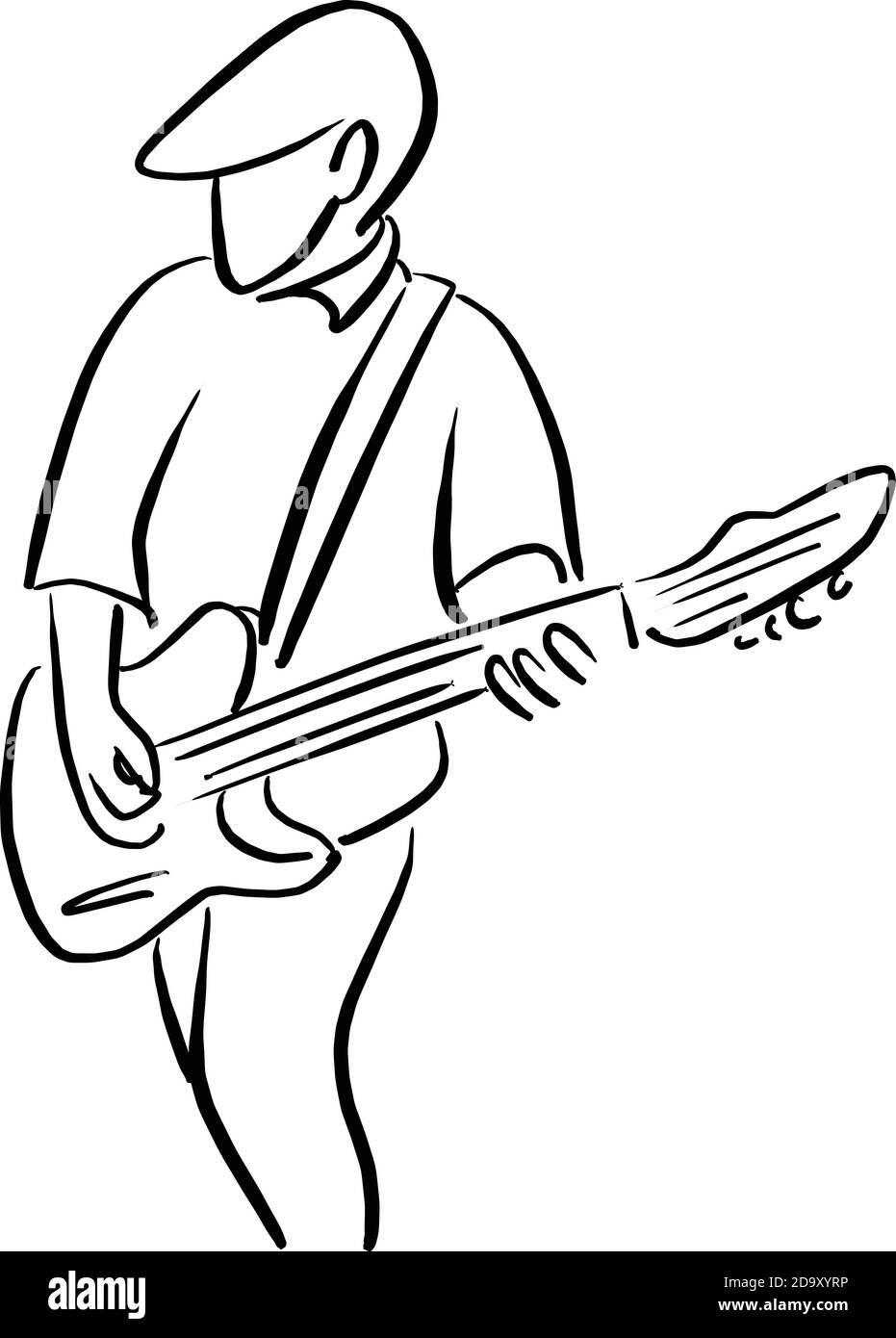 man with an electric guitar vector illustration sketch doodle hand drawn  with black lines isolated on white background Stock Vector Image & Art -  Alamy