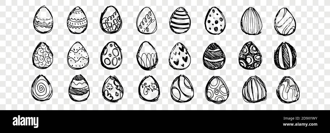 Hand drawn easter eggs set collection Stock Vector