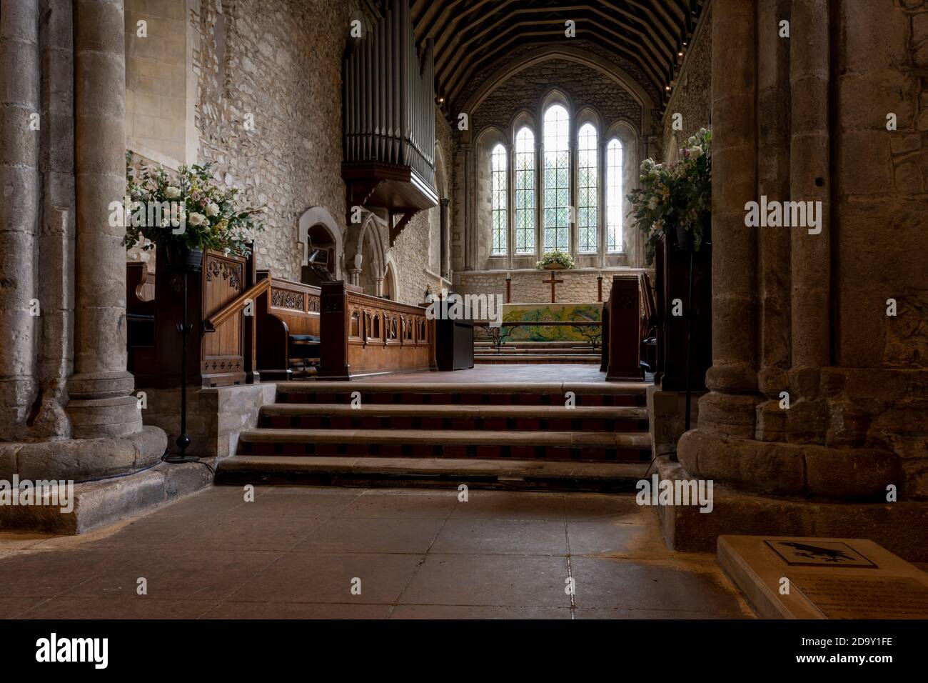 Interior view of Holy Trinity Church, Parish church of Bosham, West Sussex, England, UK Stock Photo