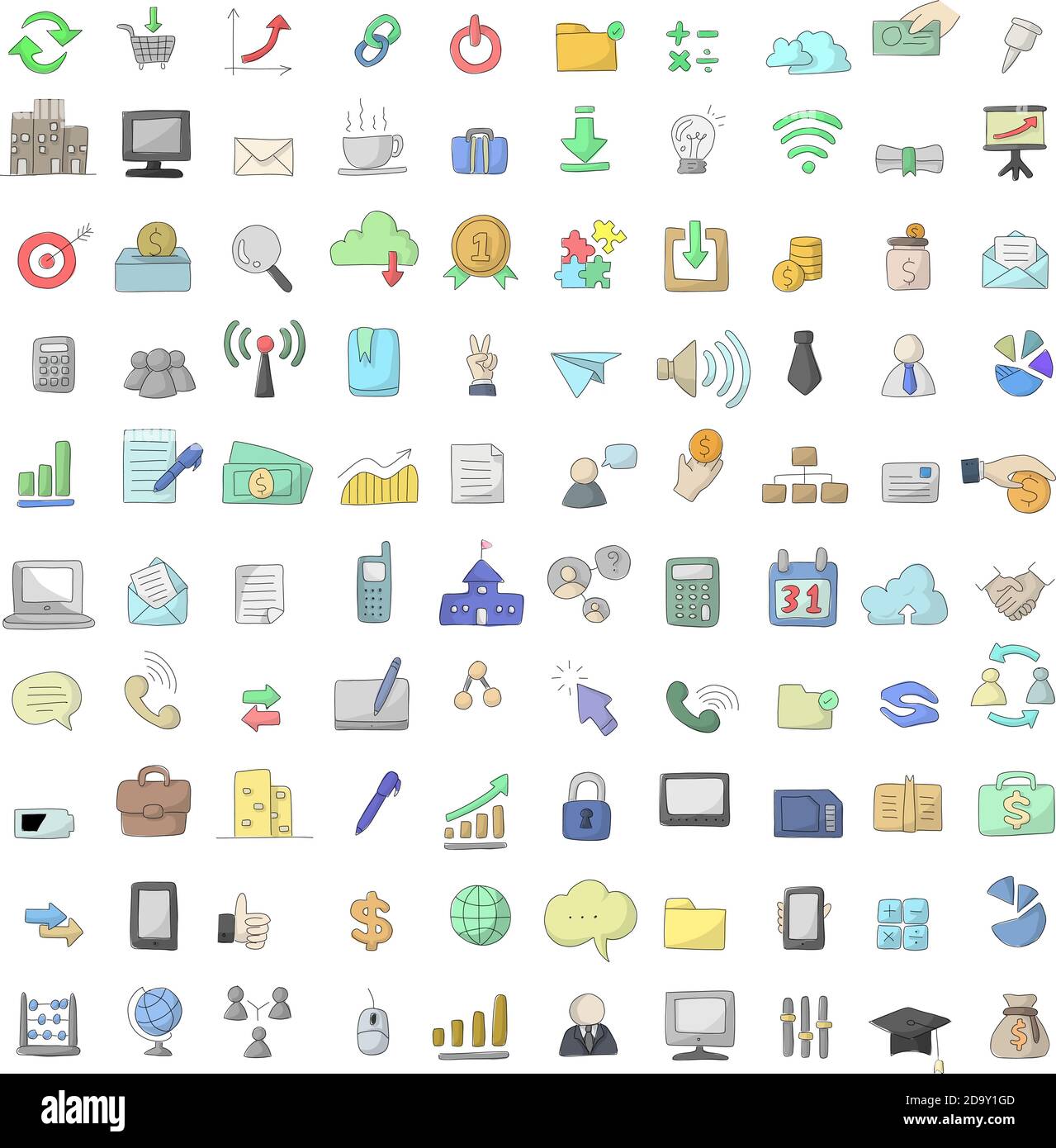 100 technology and business colorful icon set vector illustration ...