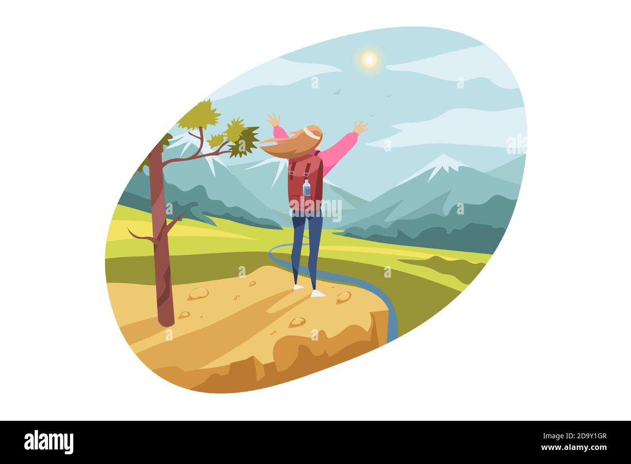 Travelling, tourism, nature, hiking concept Stock Vector Image & Art ...