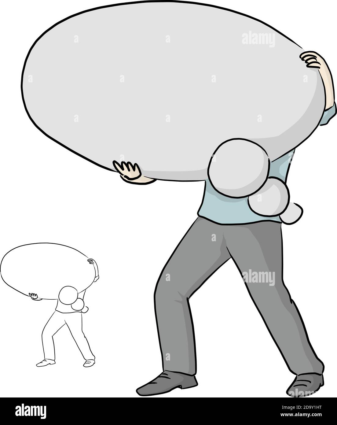 businessman holding blank thinking balloon speech vector illustration sketch doodle hand drawn isolated on white background. Copy space. Stock Vector