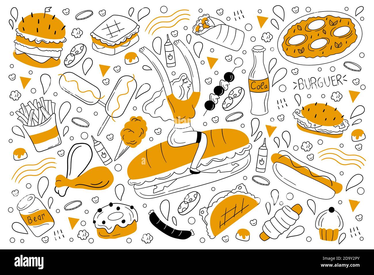 Fast food doodle set Stock Vector Image & Art - Alamy