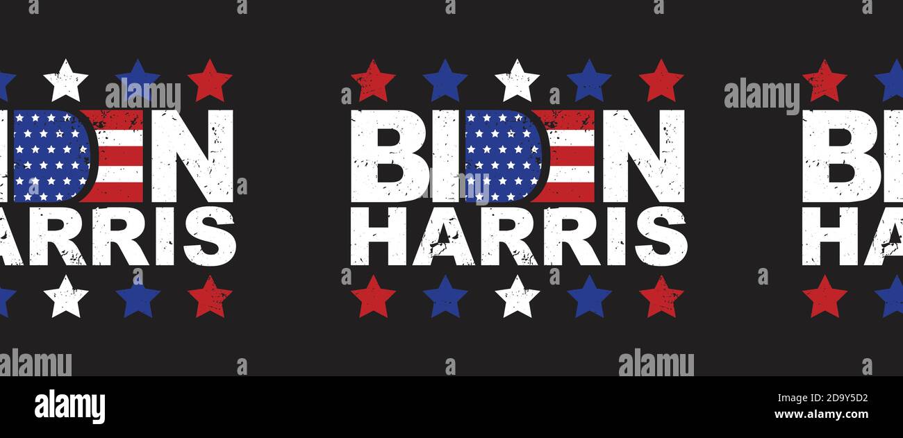 Biden Harris seamless vector border. American president and vice president candidate for US election Democrat Joe Biden and Kamala Harris lettering Stock Vector