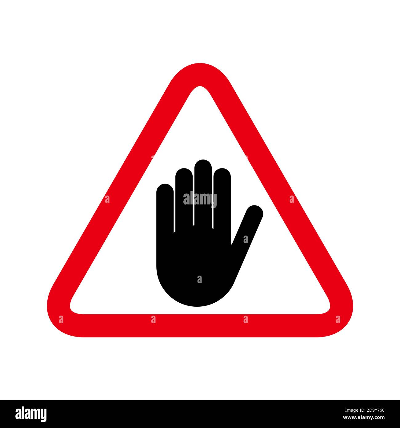 Stop icon with alert hand, warning covid symbol, no - danger isolated ...