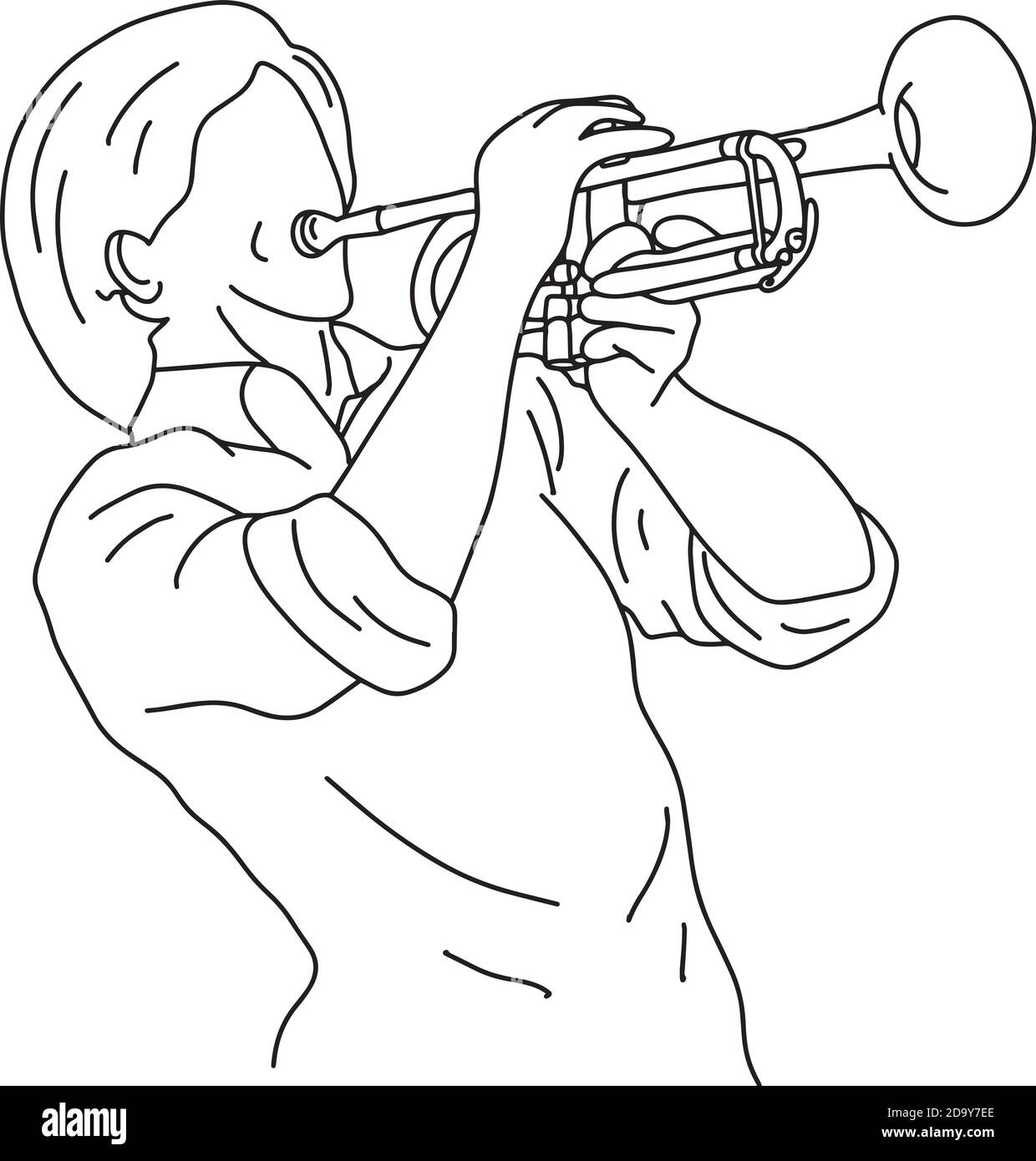 man playing trumpet vector illustration sketch doodle hand drawn with black  lines isolated on white background Stock Vector Image & Art - Alamy