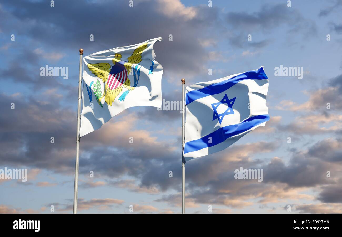 Beautiful national state flags of United States Virgin Islands and ...