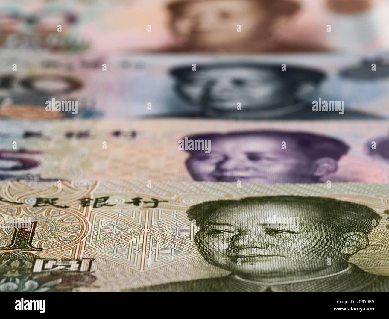 Chinese currency yuan macro background, China economy finance trade concept, money closeup Stock Photo