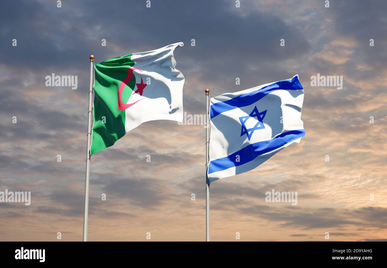 Beautiful national state flags of Israel and Algeria together at the ...