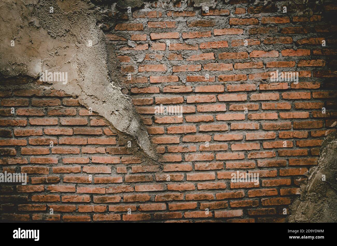 Brick, block, orange and mortar wall  as texture background. Stock Photo