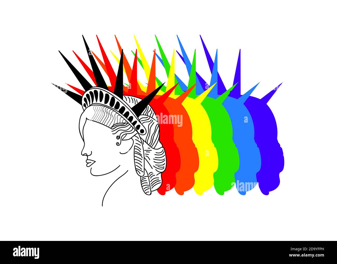 Statue of Liberty logo, illustration, LGBT normal colors Stock Photo