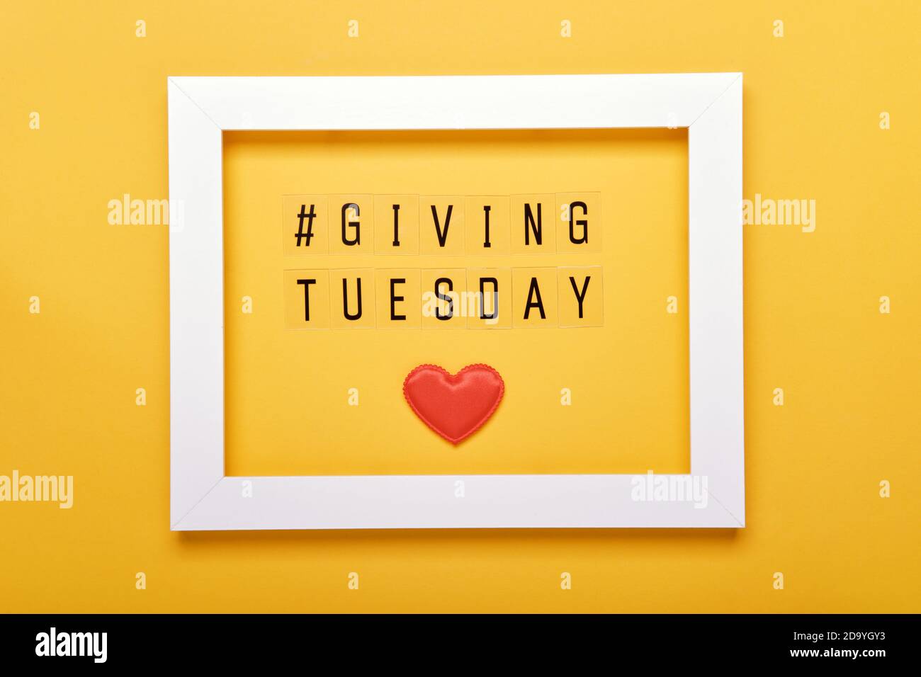 Giving Tuesday text message. Global day of charitable giving after Black Friday shopping day Stock Photo