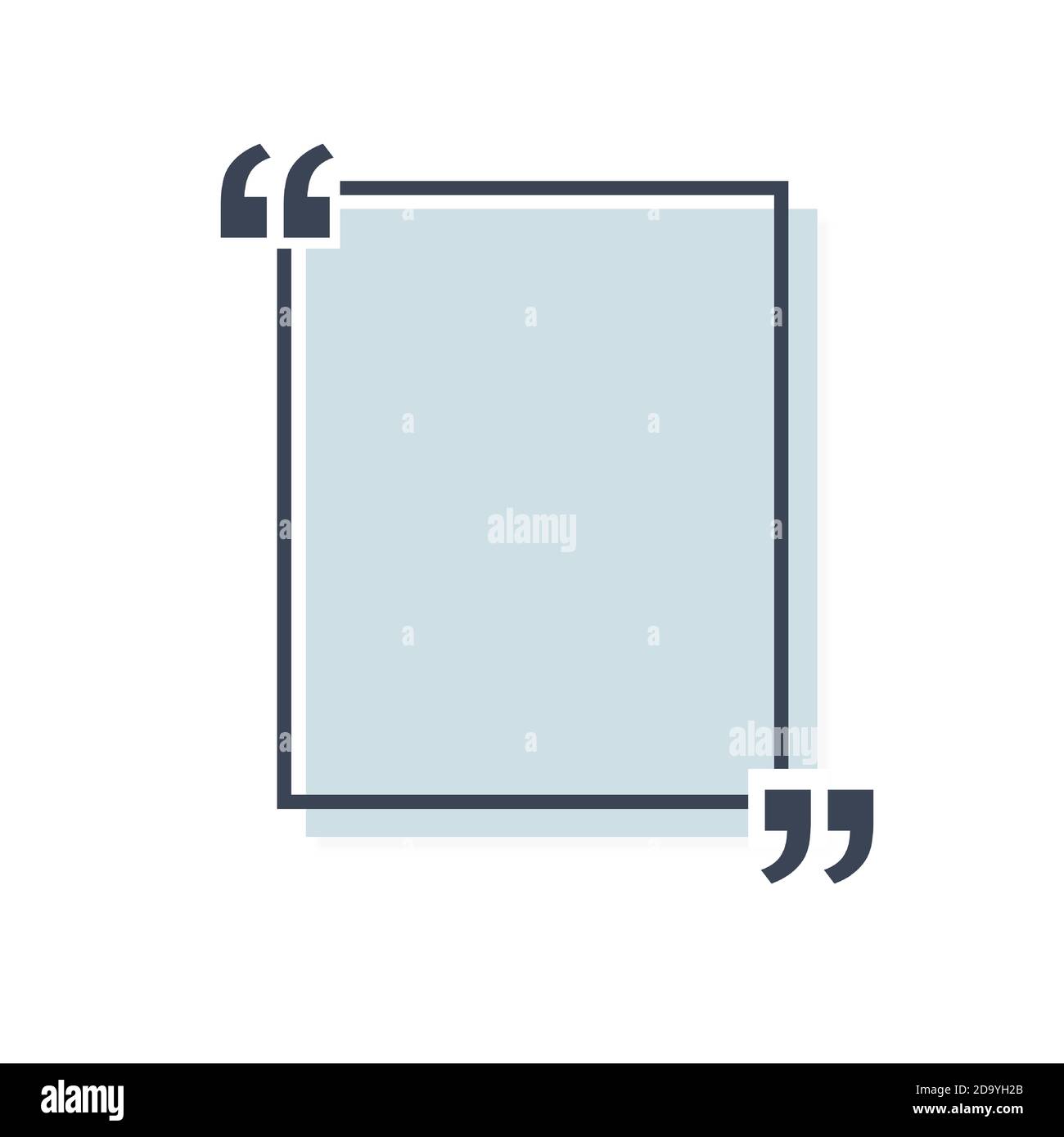 Vector template blank rectangle quote. Speech box with bracket. Empty