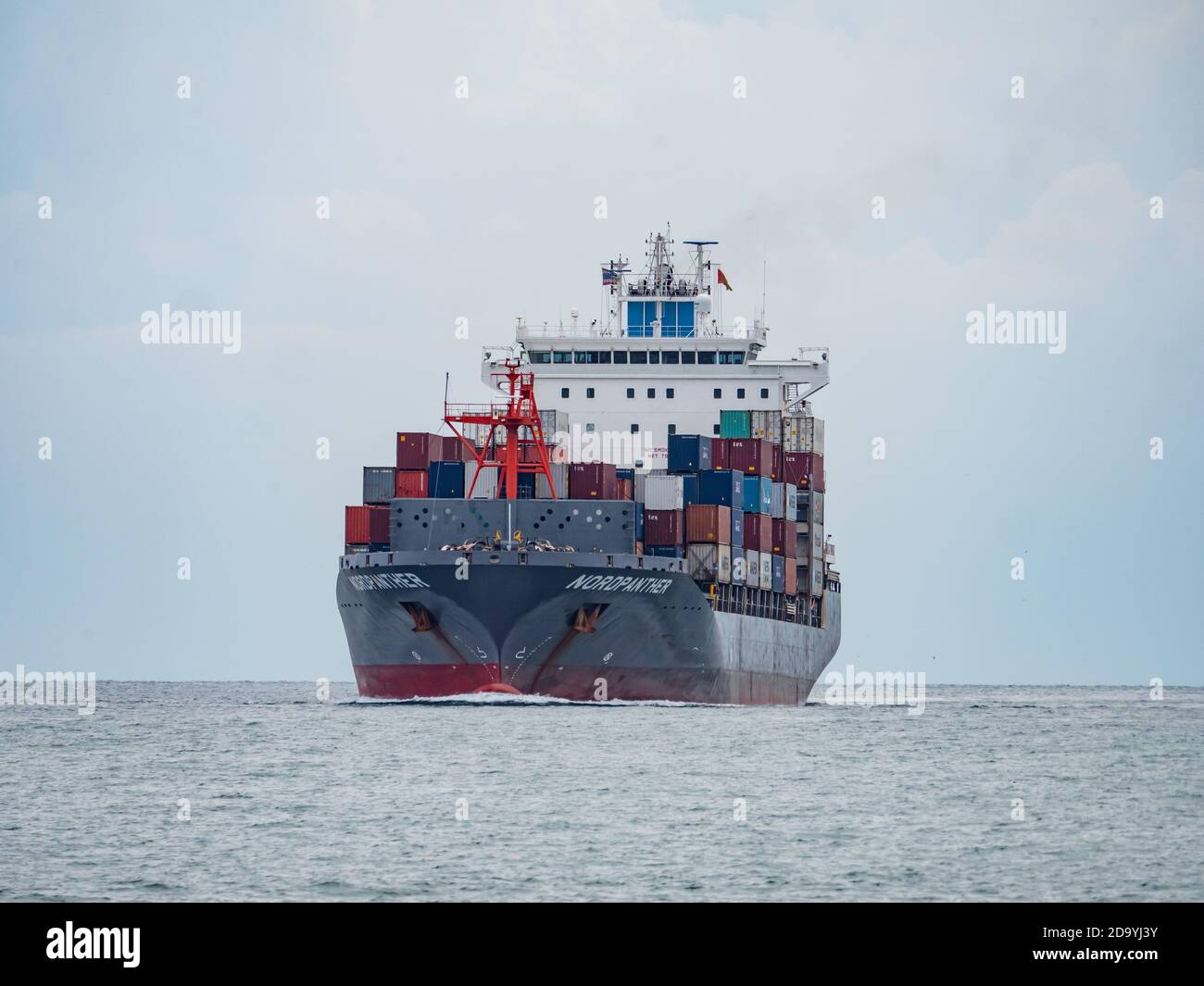 Cyprus registered container ship Nordpanther arrives at the port in Laem Chabang in Thailand. Stock Photo