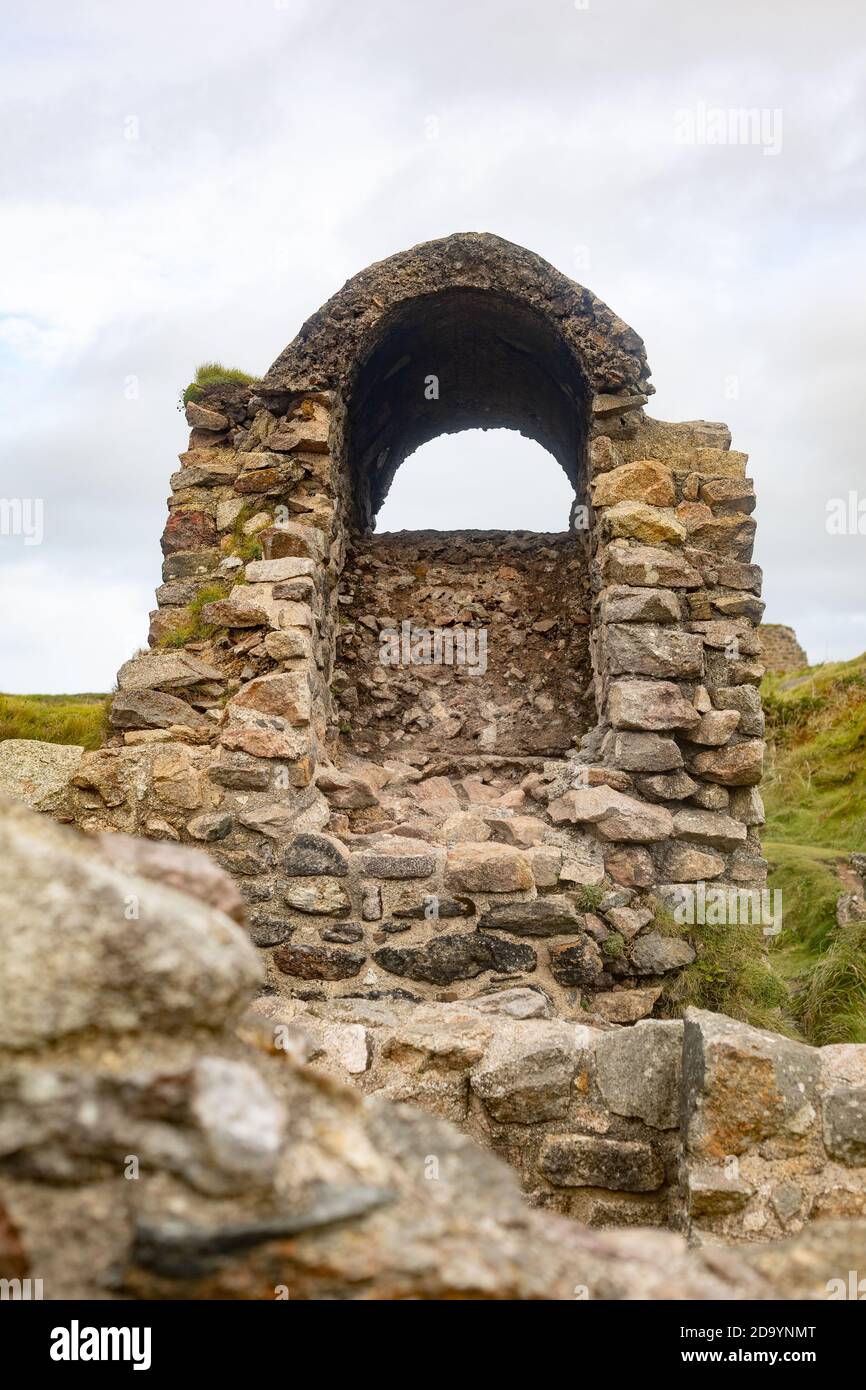 Part of the arsenic producing mine at Botallack mines Cornwall Stock Photo