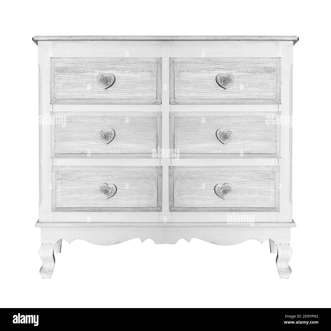 House furniture Vintage six drawers commode isolated white background