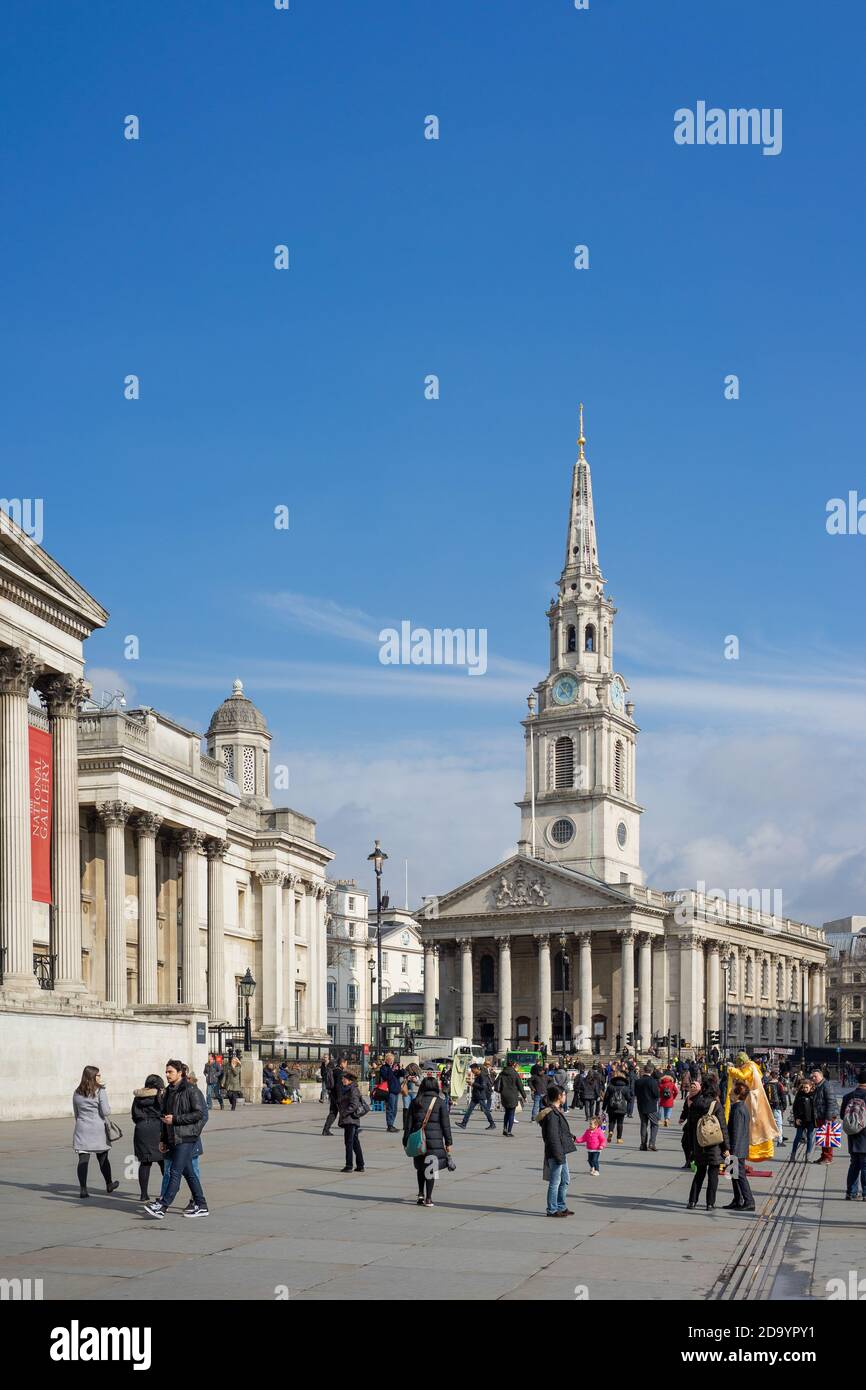 St Martin-in-the-Fields seen from trafalgar square london Stock Photo