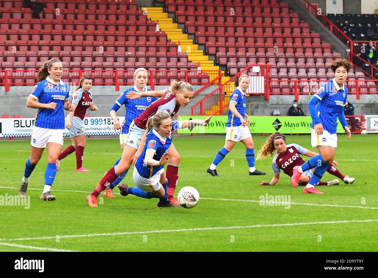Crawley, UK. 08th Nov, 2020. Megan Connolly of Brighton & Hove Albion wins a free kick during the FA Women's Super League match between Brighton & Hove Albion Women and Aston Villa at The People's Pension Stadium on November 8th 2020 in Crawley, United Kingdom. (Photo by Jeff Mood/phcimages.com) Credit: PHC Images/Alamy Live News Stock Photo