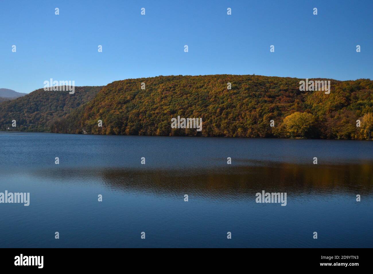 Scenic lake reflecting the autumn nature Stock Photo - Alamy