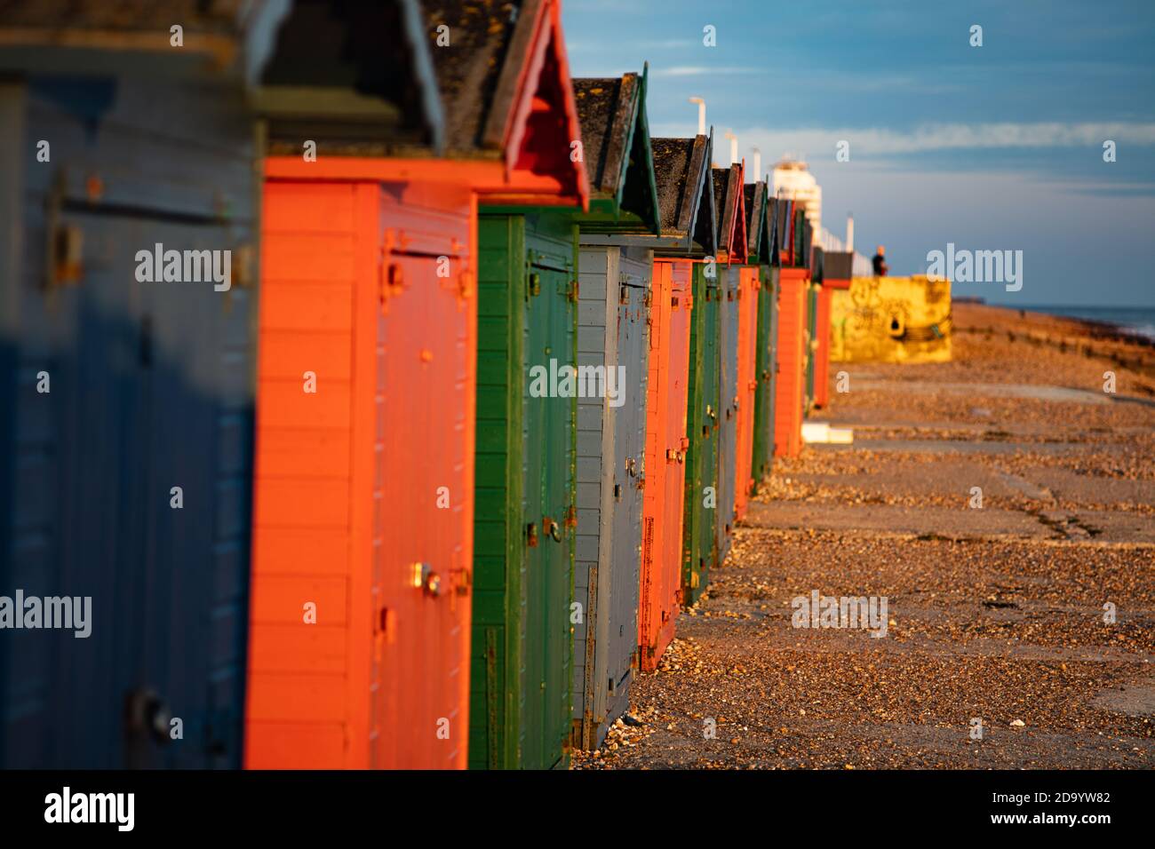 Beach Huts on St Leonards Beach Stock Photo