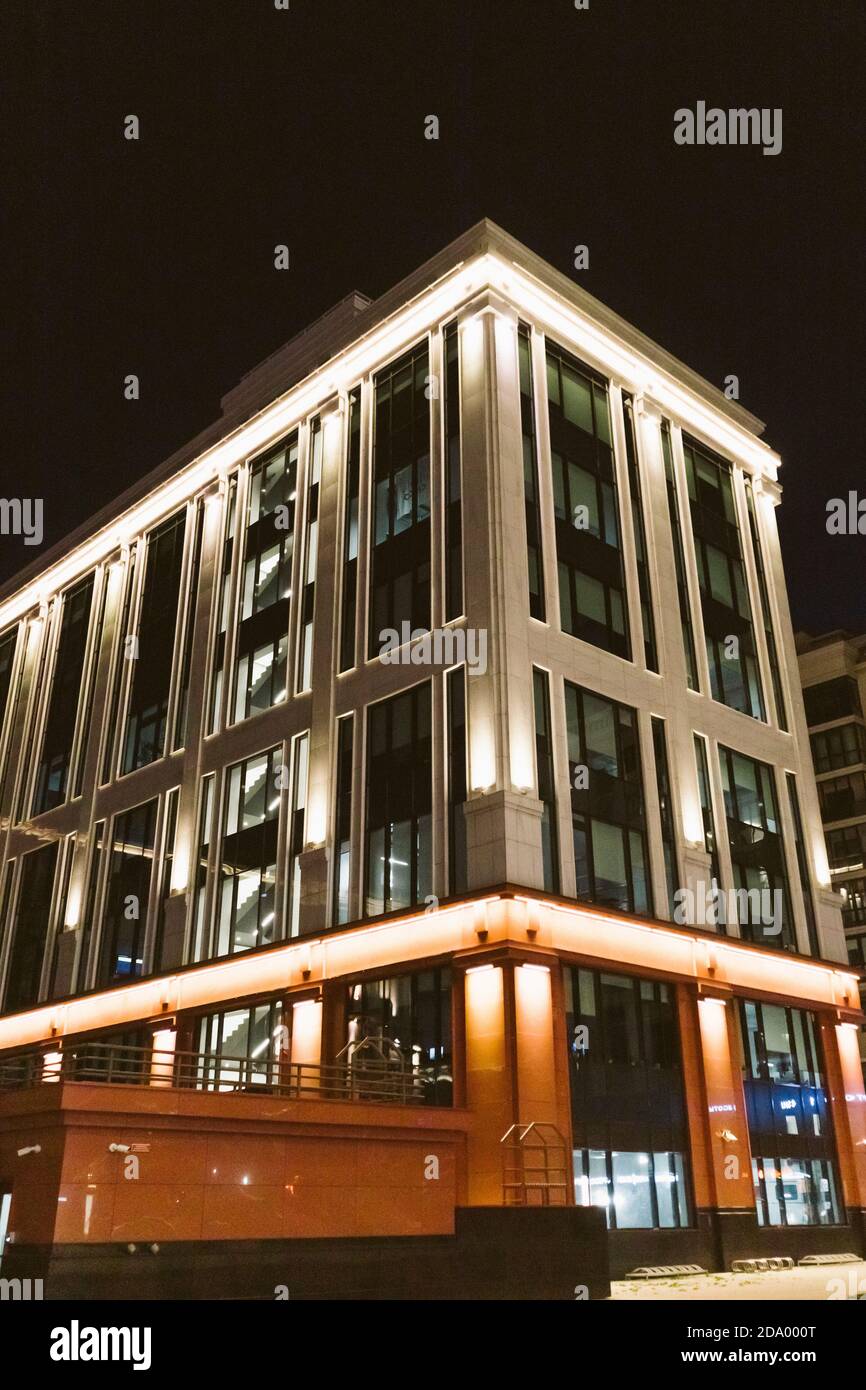 high-tech building architecture geometry staircase city symmetry glow ...