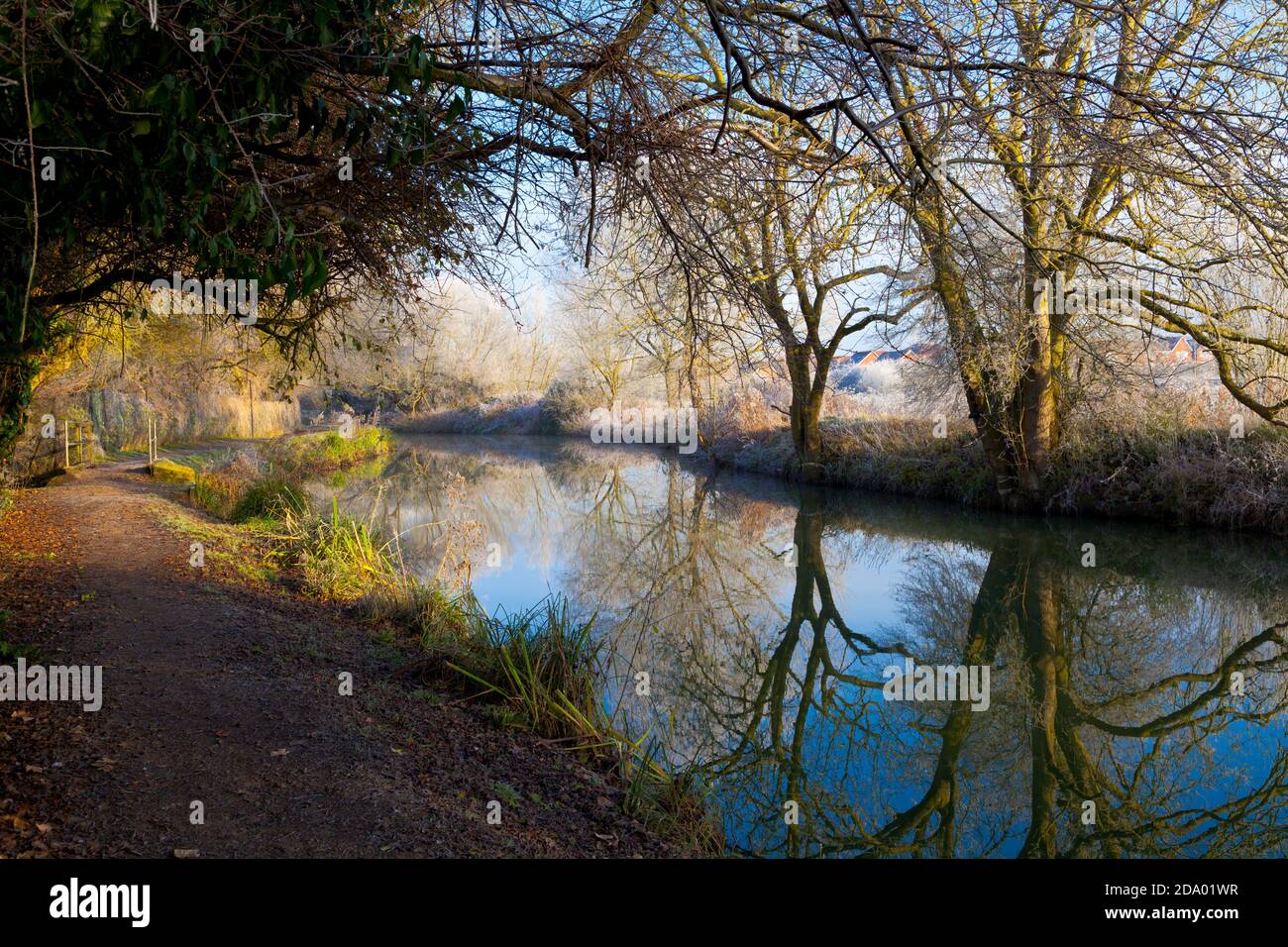 River Stort in Hertfordshire on early morning winters day Stock Photo