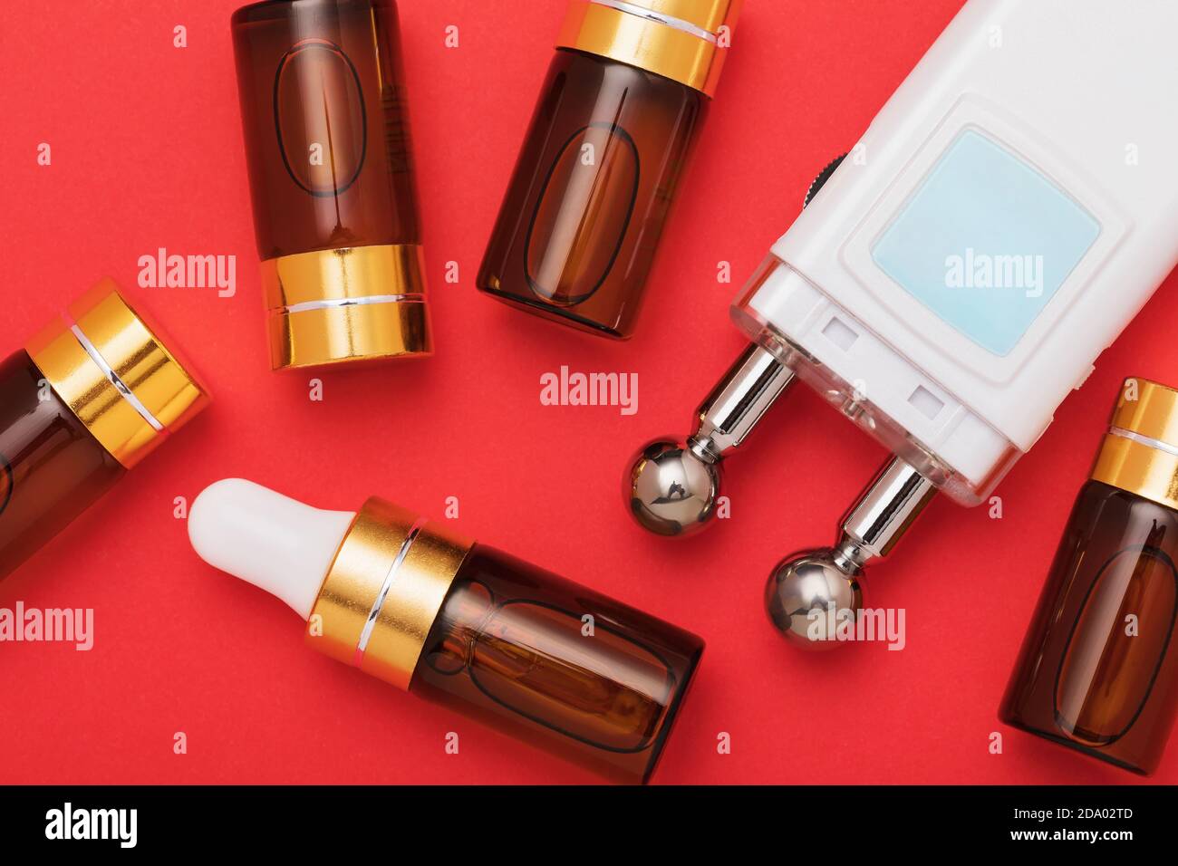 Gel and device for microcurrent stimulation of facial muscles on a red