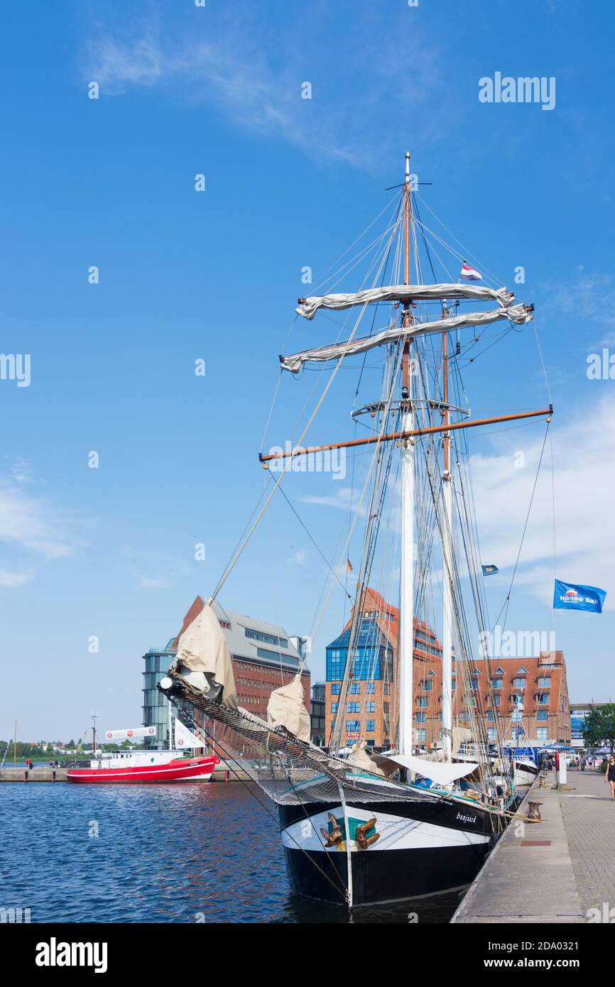Rostock: port Stadthafen, sailship, Ostsee (Baltic Sea), Mecklenburg-Vorpommern, Germany Stock Photo