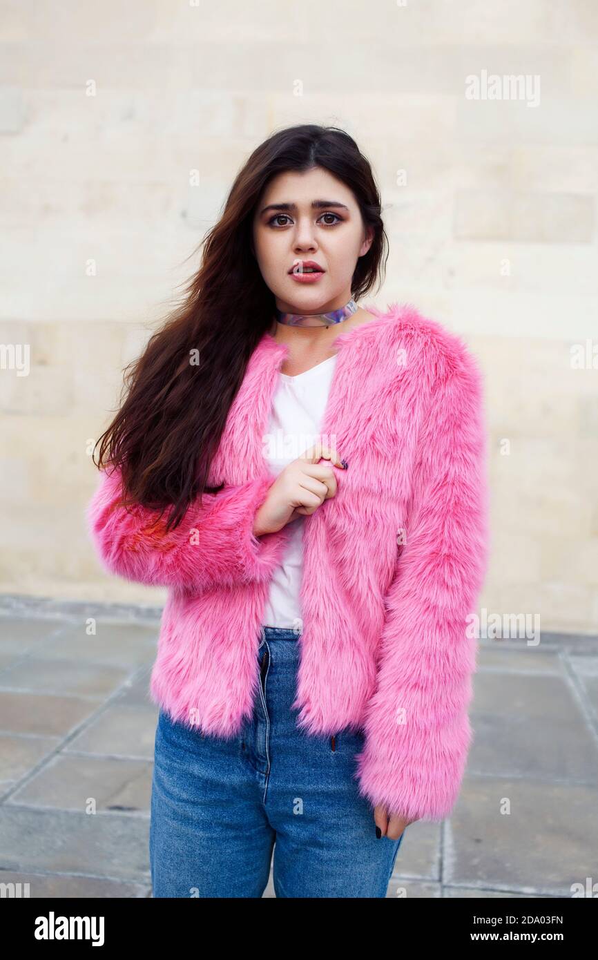 light pink fur jacket