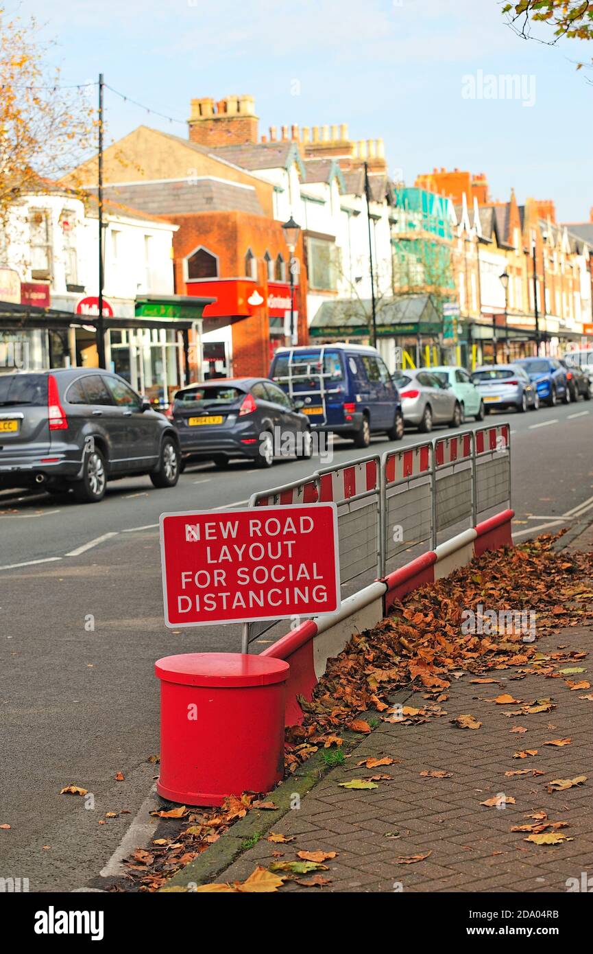 New road layout for social distancing on Clifton Street,Jytham Stock Photo