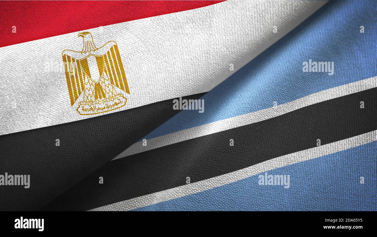 Egypt and Botswana two flags textile cloth, fabric texture Stock Photo